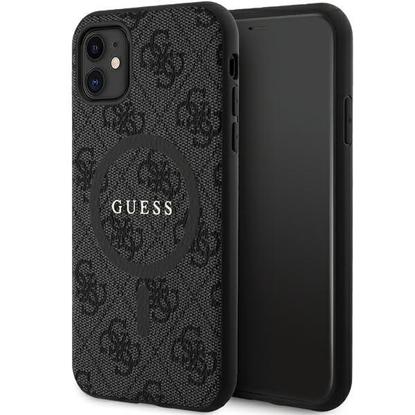 Aizmugurējais vāciņš Guess Guess GUHMN61G4GFRK iPhone 11 6.1" / Xr black/black hardcase 4G Collection Leather Metal Logo MagSafe