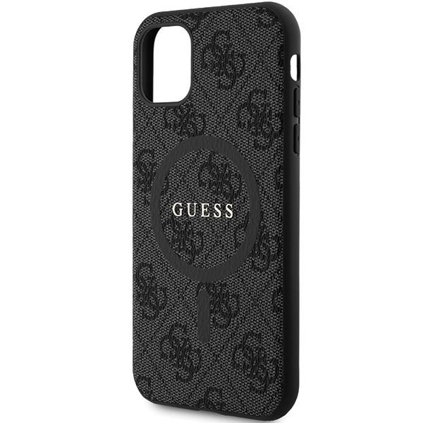 Aizmugurējais vāciņš Guess Guess GUHMN61G4GFRK iPhone 11 6.1" / Xr black/black hardcase 4G Collection Leather Metal Logo MagSafe