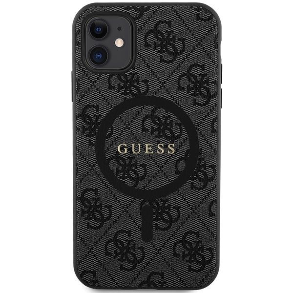 Aizmugurējais vāciņš Guess Guess GUHMN61G4GFRK iPhone 11 6.1" / Xr black/black hardcase 4G Collection Leather Metal Logo MagSafe