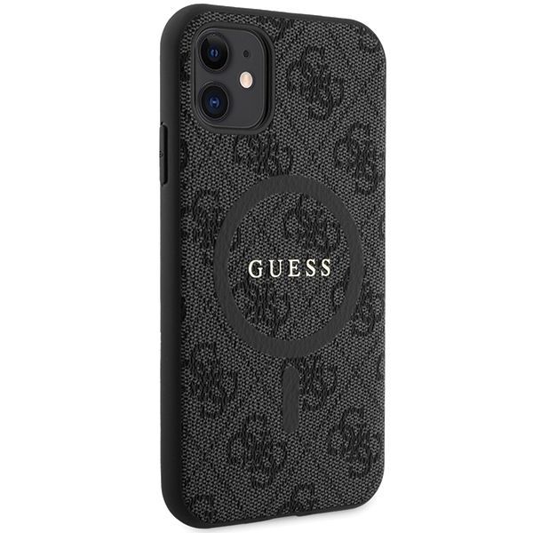 Aizmugurējais vāciņš Guess Guess GUHMN61G4GFRK iPhone 11 6.1" / Xr black/black hardcase 4G Collection Leather Metal Logo MagSafe