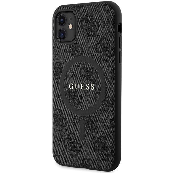 Aizmugurējais vāciņš Guess Guess GUHMN61G4GFRK iPhone 11 6.1" / Xr black/black hardcase 4G Collection Leather Metal Logo MagSafe