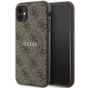 Aizmugurējais vāciņš Guess  Guess GUHMN61G4GFRW iPhone 11 6.1" / Xr brown/brown hardcase 4G Collection Leather Metal Logo MagSafe 