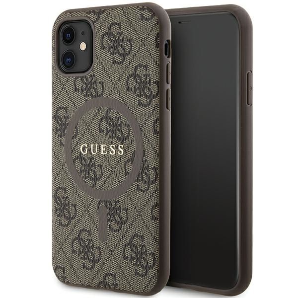 Aizmugurējais vāciņš Guess Guess GUHMN61G4GFRW iPhone 11 6.1" / Xr brown/brown hardcase 4G Collection Leather Metal Logo MagSafe