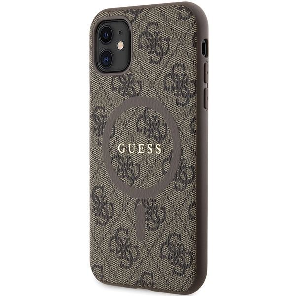 Aizmugurējais vāciņš Guess Guess GUHMN61G4GFRW iPhone 11 6.1" / Xr brown/brown hardcase 4G Collection Leather Metal Logo MagSafe