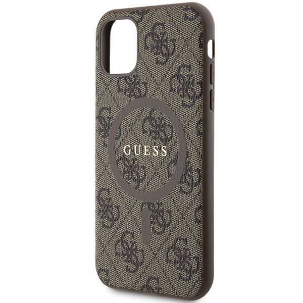 Aizmugurējais vāciņš Guess Guess GUHMN61G4GFRW iPhone 11 6.1" / Xr brown/brown hardcase 4G Collection Leather Metal Logo MagSafe