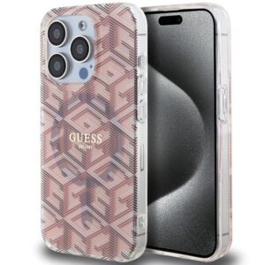 Nugarėlės dėklai Guess  Guess IML GCube MagSafe case for iPhone 15 Pro - pink 