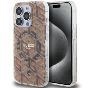 Nugarėlės dėklai Guess  Guess IML GCube MagSafe case for iPhone 15 Pro - brown 