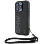 Tagakaaned BMW  BMW Signature Leather Wordmark Cord case for iPhone 15 Pro - black 
