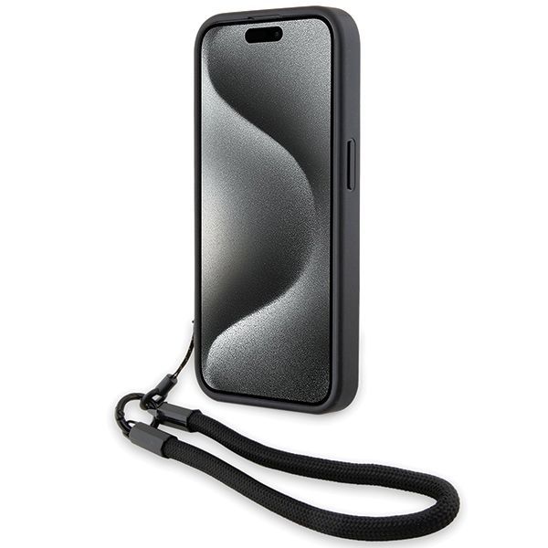 Tagakaaned BMW BMW Signature Leather Wordmark Cord case for iPhone 15 Pro - black