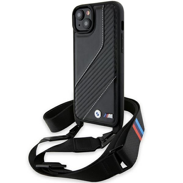 Back panel cover BMW BMW M Edition Carbon Stripe & Strap case for iPhone 15 Plus / 14 Plus - black