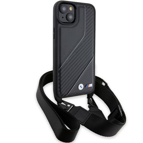 Back panel cover BMW BMW M Edition Carbon Stripe & Strap case for iPhone 15 Plus / 14 Plus - black