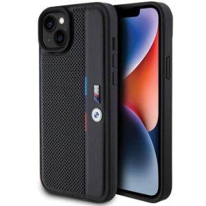 Aizmugurējais vāciņš BMW  BMW Perforated Tricolor Line case for iPhone 15 Plus / 14 Plus - black 