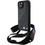 Back panel cover BMW  BMW M Edition Carbon Stripe & Strap case for iPhone 15 / 14 / 13 - black 