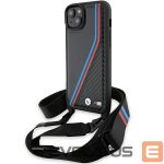 Tagakaaned BMW  BMW M Edition Carbon Tricolor Lines & Strap case for iPhone 15 / 14 / 13 - black 