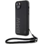 Back panel cover BMW  BMW Signature Leather Wordmark Cord Case for iPhone 15/14/13 - Black 