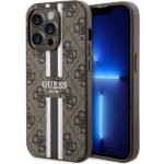 Tagakaaned Guess  Guess 4G Printed Stripes MagSafe case for iPhone 15 Pro - brown 