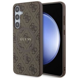 Aizmugurējais vāciņš Guess  Guess 4G Collection Leather Metal Logo MagSafe case for Samsung Galaxy S24+ - brown