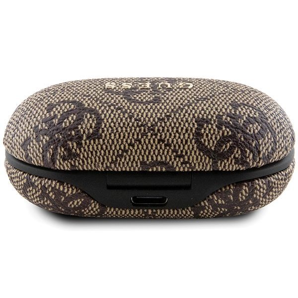 Back panel cover Guess TWS Guess 4G Metal Bluetooth headphones with ENC docking station - brown