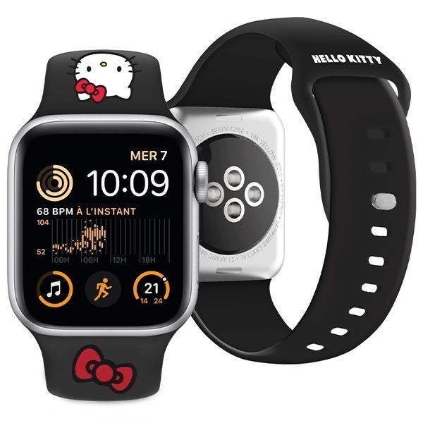 Tagakaaned Hello Kitty Hello Kitty Silicone Kitty Head Strap for Apple Watch 42/44/45/49mm - Black