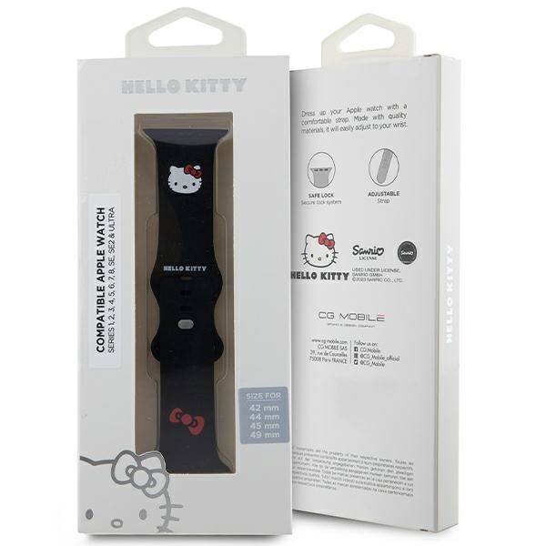 Tagakaaned Hello Kitty Hello Kitty Silicone Kitty Head Strap for Apple Watch 42/44/45/49mm - Black