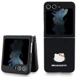 Tagakaaned Hello Kitty  Hello Kitty Metal Logo Kitty Head case for Samsung Galaxy Z Flip 5 - black 