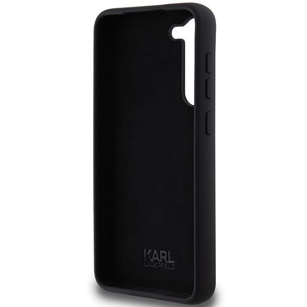 Nugarėlės dėklai Karl Lagerfeld Karl Lagerfeld Silicone Choupette Metal Pin case for Samsung Galaxy S23+ - black
