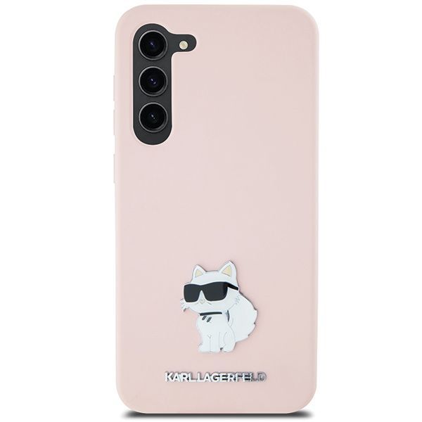 Nugarėlės dėklai Karl Lagerfeld Karl Lagerfeld Silicone Choupette Metal Pin case for Samsung Galaxy S23+ - pink