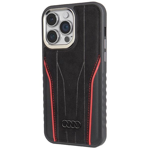 Muu telefoni lisavarustus Audi Audi Genuine Leather case with MagSafe for iPhone 14 Pro - black and red