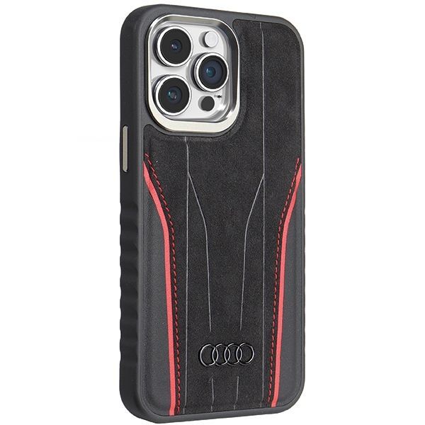 Muu telefoni lisavarustus Audi Audi Genuine Leather case with MagSafe for iPhone 14 Pro - black and red