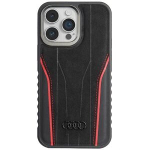 Cits mobilo telefonu aksesuārs Audi  Audi Genuine Leather case with MagSafe for iPhone 15 Pro - black and red
