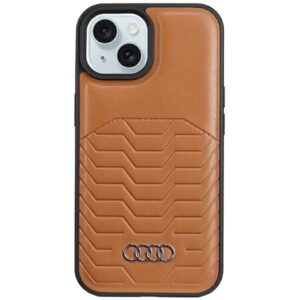 Cits mobilo telefonu aksesuārs Audi  Audi Synthetic Leather case with MagSafe for iPhone 15 / 14 / 13 - brown