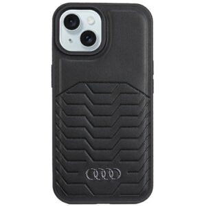 Cits mobilo telefonu aksesuārs Audi  Audi Synthetic Leather Case with MagSafe for iPhone 15/14/13 - Black