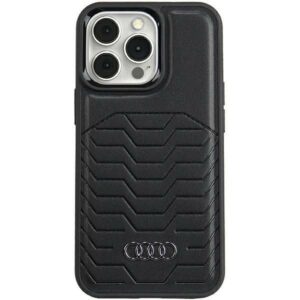 Cits mobilo telefonu aksesuārs Audi  Audi Synthetic Leather case with MagSafe for iPhone 15 Pro - black
