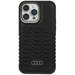 Cits mobilo telefonu aksesuārs Audi  Audi Synthetic Leather case with MagSafe for iPhone 15 Pro Max - black