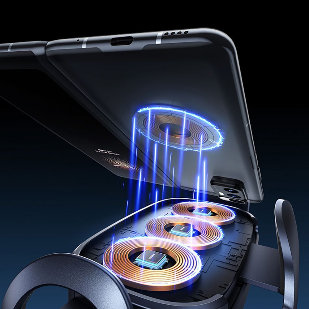 Auto holder Baseus Baseus LightChaser BS-CM029 car holder with triple coil inductive charger - black