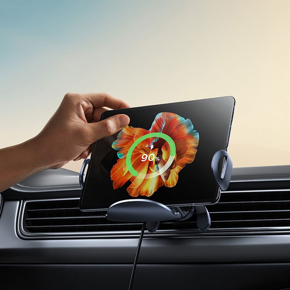 Auto holder Baseus Baseus LightChaser BS-CM029 car holder with triple coil inductive charger - black