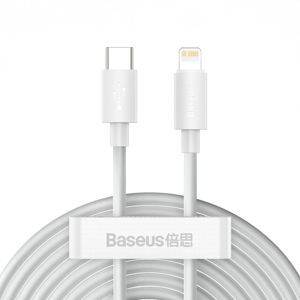 Kabelis Baseus Baseus Simple Wisdom Lightning / USB-C cable 20W 1.5 m 2 pcs - white