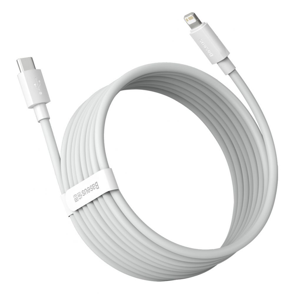 Kabelis Baseus Baseus Simple Wisdom Lightning / USB-C cable 20W 1.5 m 2 pcs - white