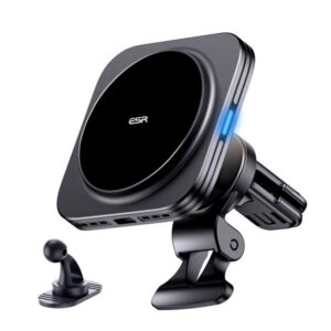 Cits mobilo telefonu aksesuārs ESR  ESR Halolock Magnetic QI2 Car Holder with MagSafe 15W Inductive Charger for Air Vent - Black 
