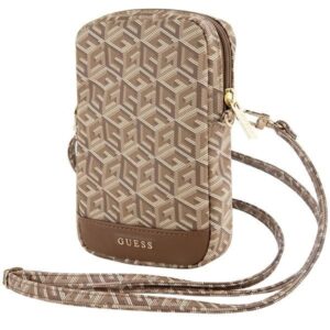 Cits mobilo telefonu aksesuārs Guess  Guess Zip GCube Bottom Stripe phone bag - brown