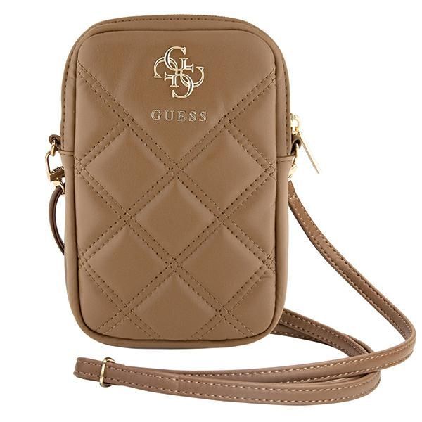 Cits mobilo telefonu aksesuārs Guess Guess Zip Quilted 4G bag - brown