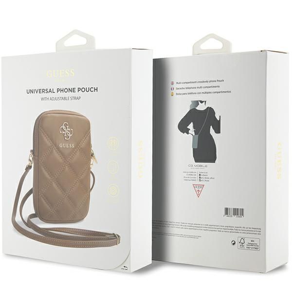 Cits mobilo telefonu aksesuārs Guess Guess Zip Quilted 4G bag - brown