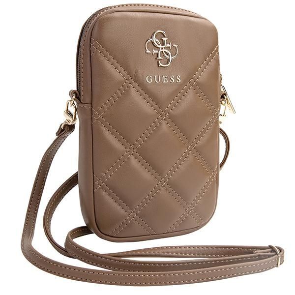 Cits mobilo telefonu aksesuārs Guess Guess Zip Quilted 4G bag - brown