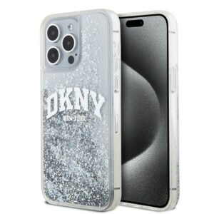 Aizmugurējais vāciņš DKNY  DKNY Liquid Glitter Big Logo case for iPhone 15 Pro - white 