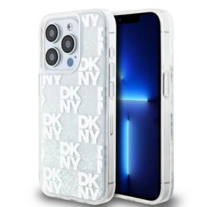 Aizmugurējais vāciņš DKNY  DKNY Liquid Glitter Multilogo case for iPhone 15 Pro - white 