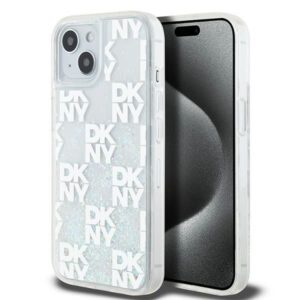 Aizmugurējais vāciņš DKNY  DKNY Liquid Glitter Multilogo case for iPhone 15 / 14 / 13 - white 