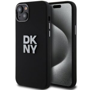 Aizmugurējais vāciņš DKNY  DKNY Liquid Silicone Metal Logo iPhone 15/14/13 Case - Black 