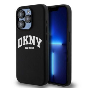 Nugarėlės dėklai DKNY  DKNY Liquid Silicone White Printed Logo MagSafe iPhone 15 Pro Case - Black 