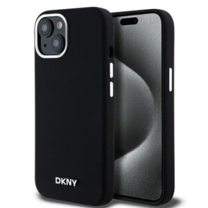 Nugarėlės dėklai DKNY  DKNY Liquid Silicone Small Metal Logo MagSafe Case for iPhone 15 Plus / 14 Plus - Black 