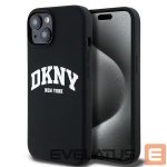 Back panel cover DKNY  DKNY Liquid Silicone White Printed Logo MagSafe Case for iPhone 15 Plus / 14 Plus - Black 